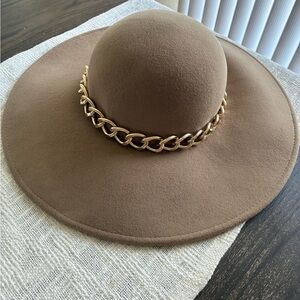 Eugenia Kim camel Hat with Gold Chain Accent